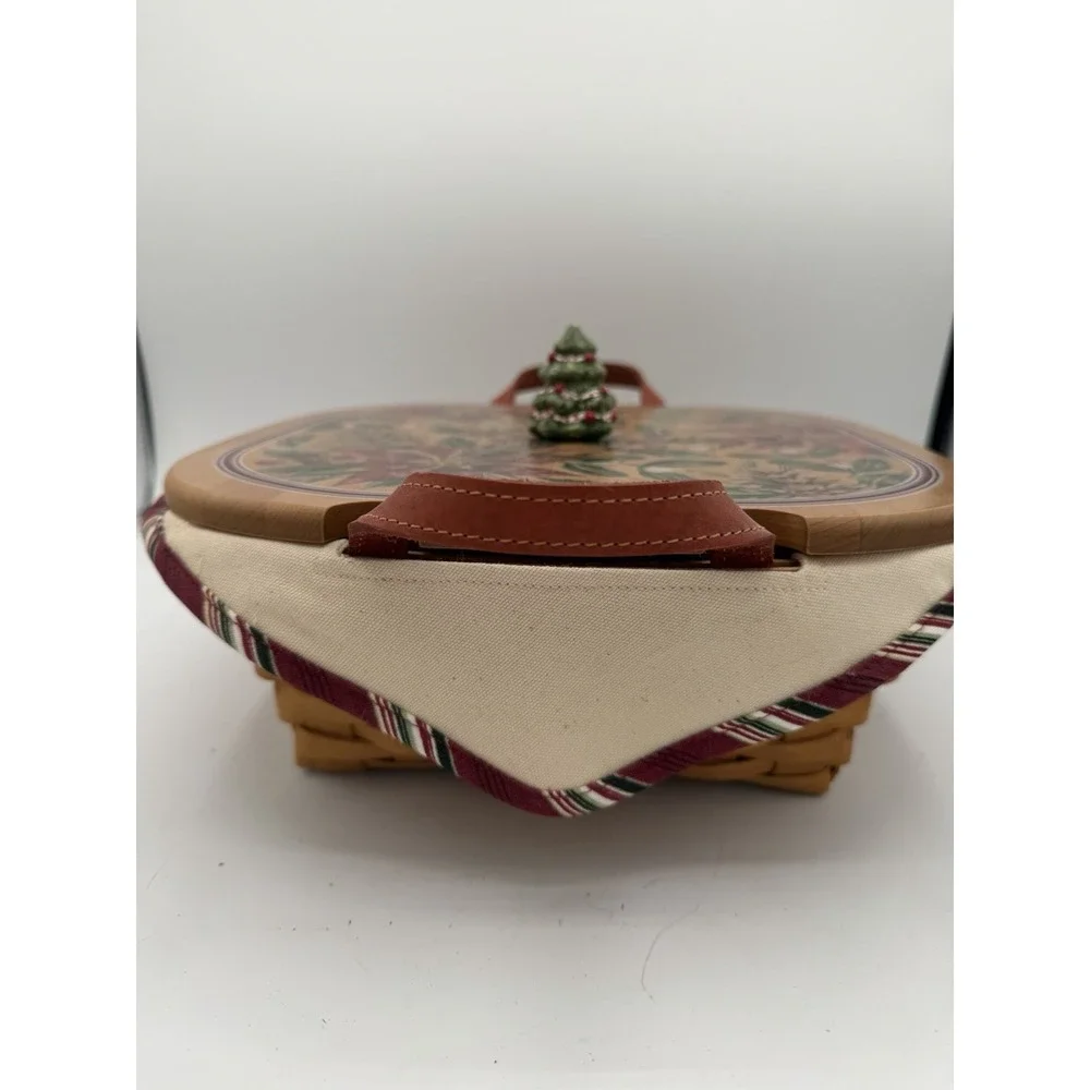 Longaberger 2005 Silver Bells Basket Set 🧺 Lid, Liner, Protector & Holiday Knob